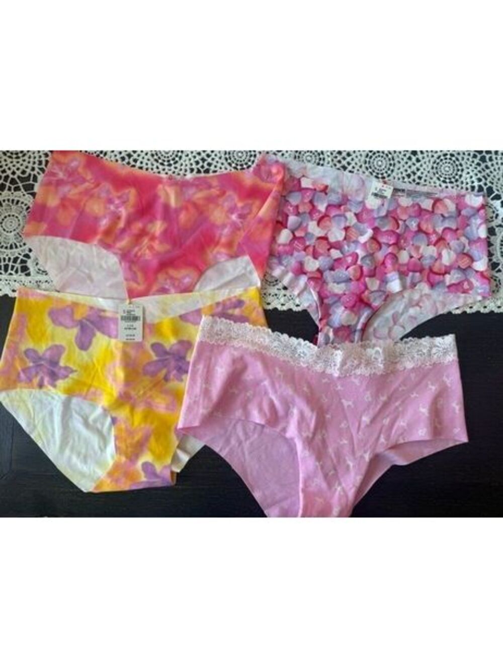 NWT Victoria's Secret Pink 4 pack bundle of panties NEW WITH TAGS size Large
